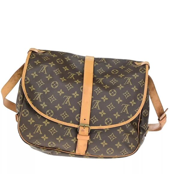 LOUIS VUITTON Saumur 35 Shoulder Bag Monogram Leather BN France
